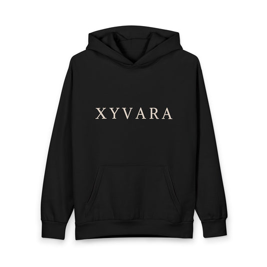 XYVARA Minimalist black Hoodie — Logo Pullover Sweatshirt